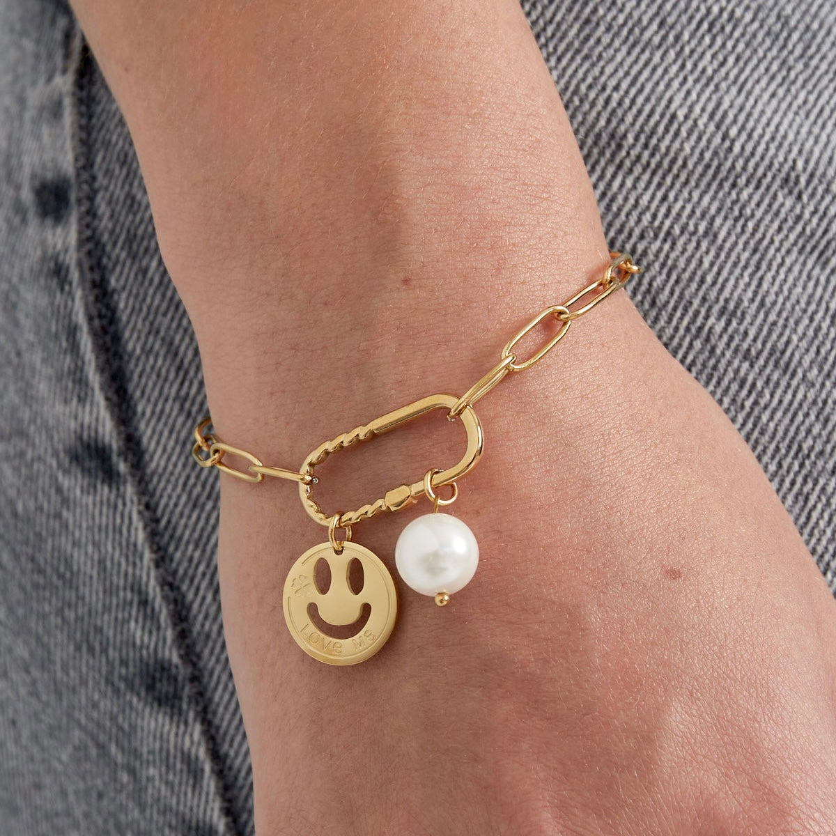 Schakel armband smiley