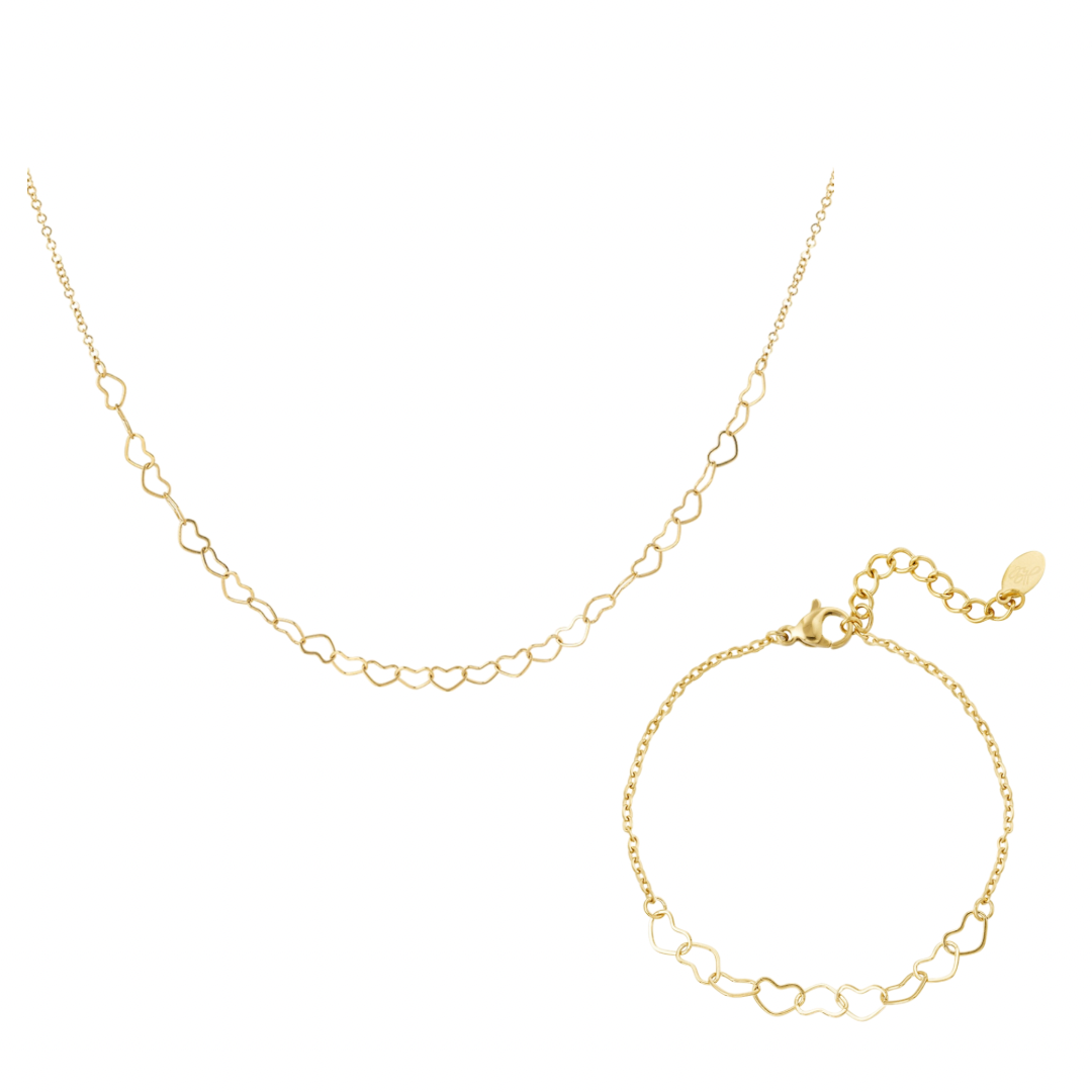 Combi - Connected hearts ketting & armband